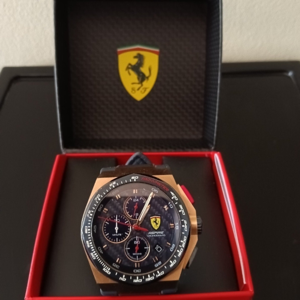 Scuderia Ferrari Black and Gold Chronograph Watch